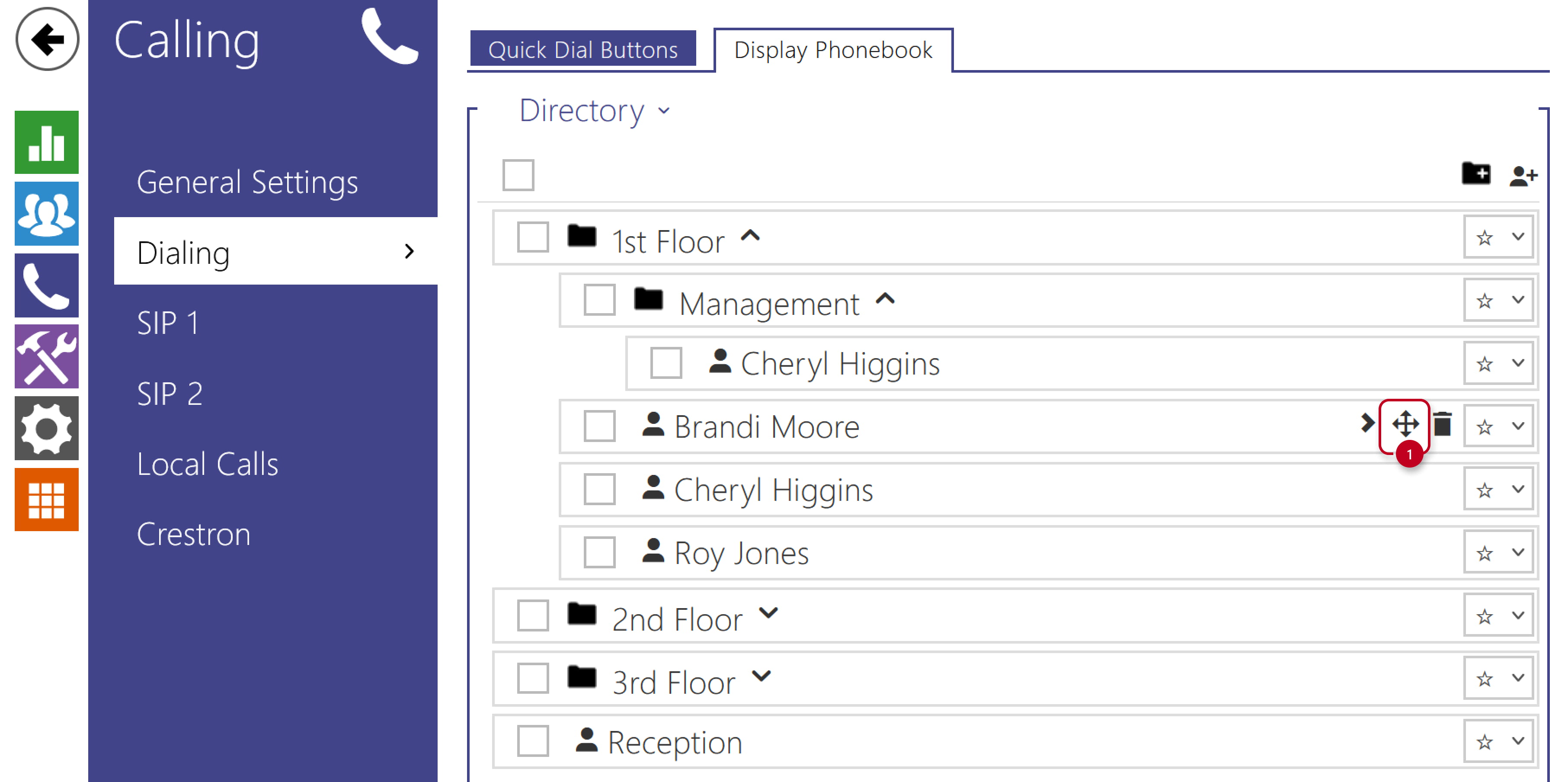2N IP Verso - Calling - Dialing - Phonebook - Move user