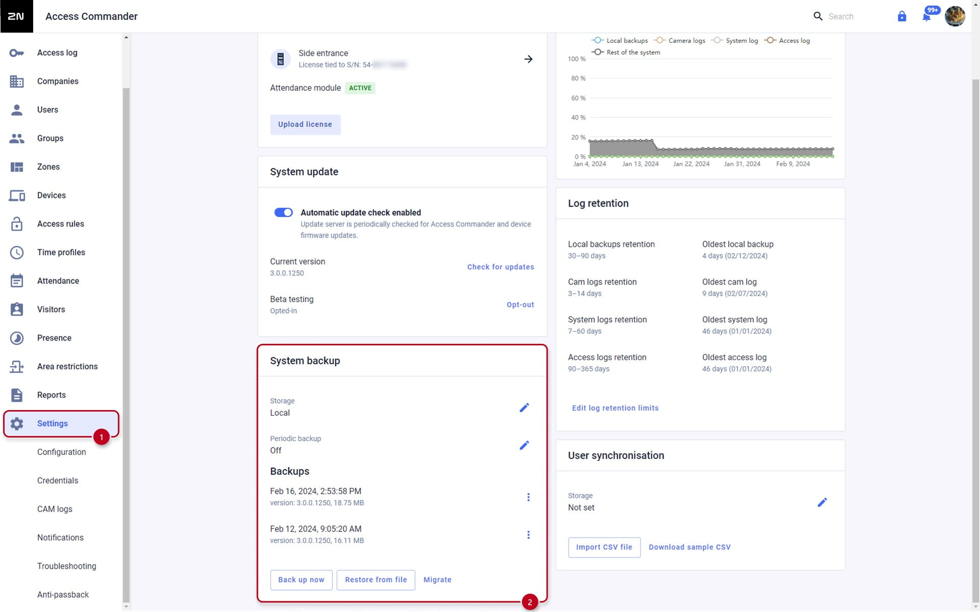 Access Commander Local System Backup