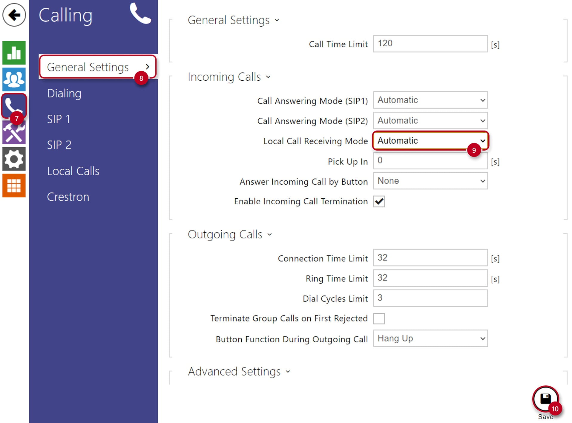 2N OS User Local Calls Setup