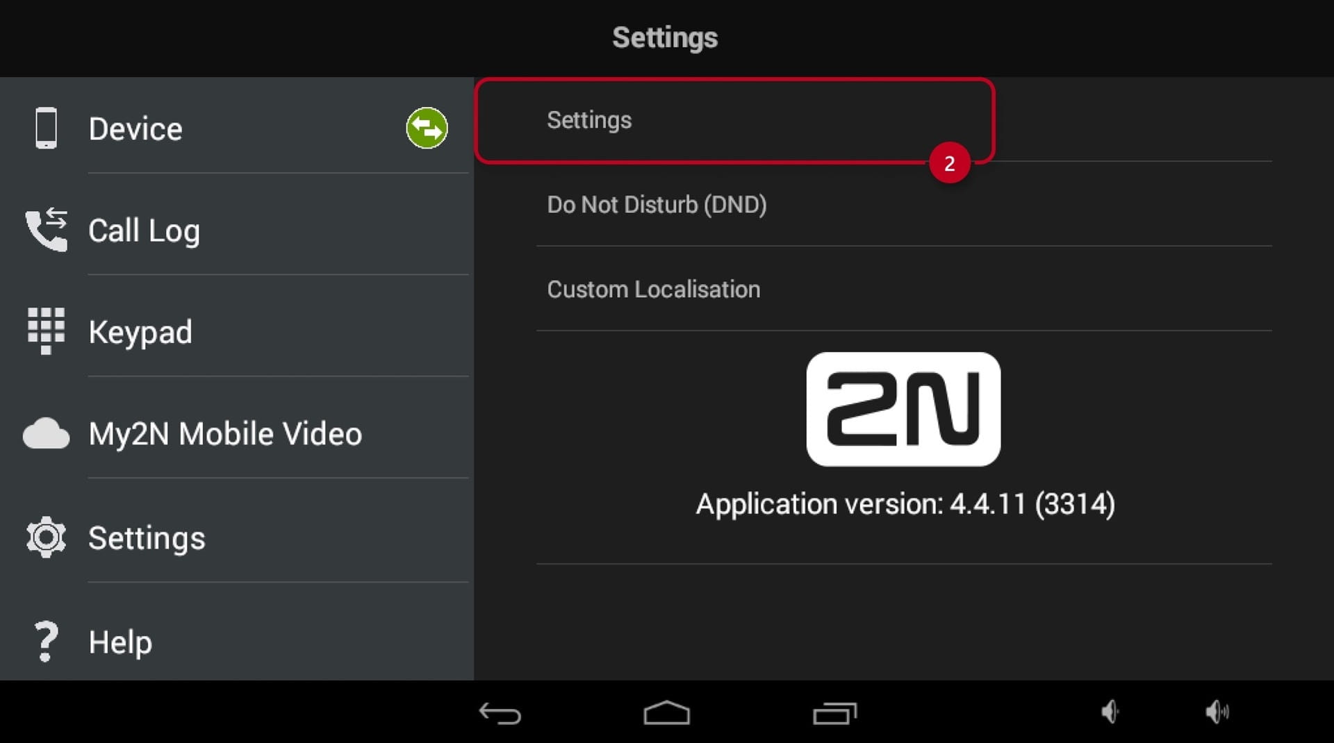 2N Indoor Touch Settings