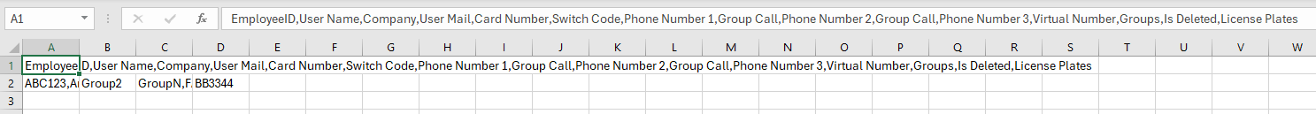 2N Access Commander - CSV file in Excel