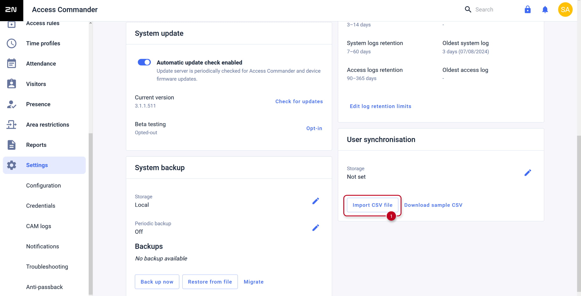 2N Access Commander - User synchronisation - Import CSV file