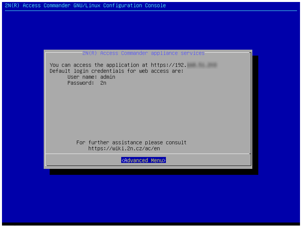 2N Access Commander - console window
