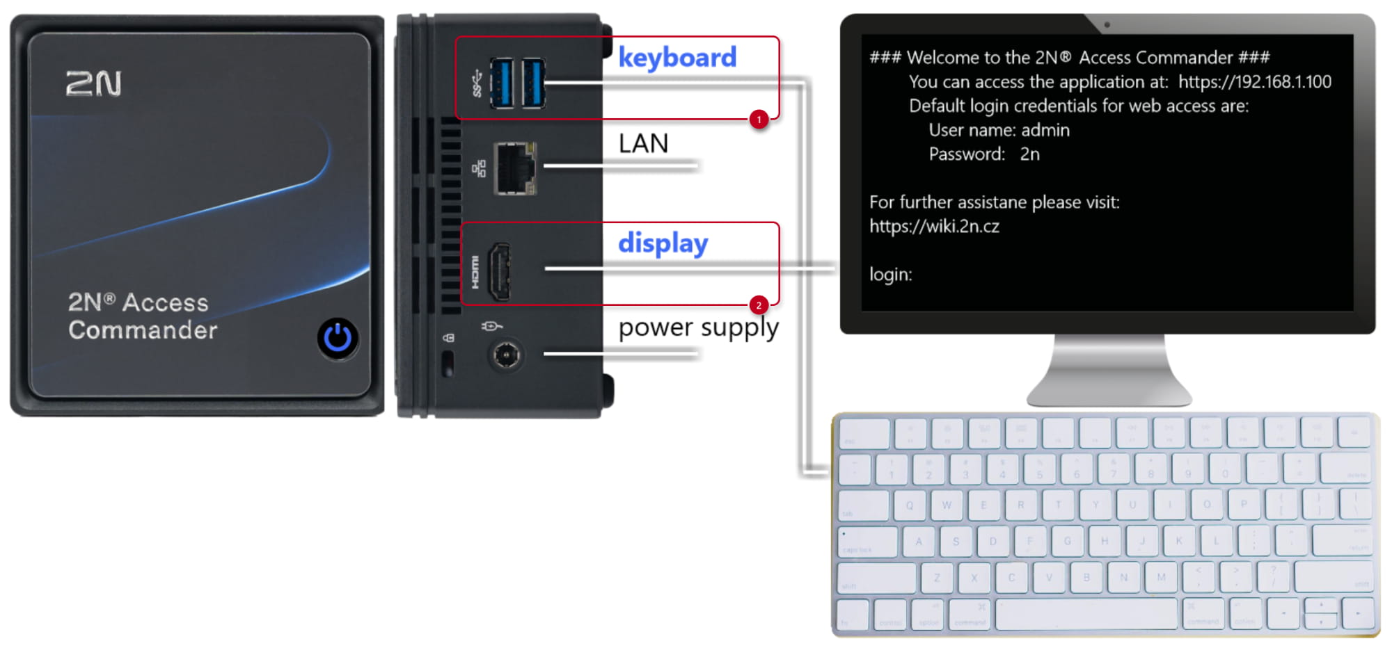 2N Access Commander Box - keyboard and display