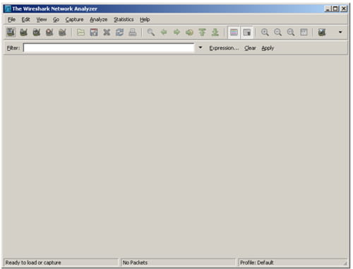 Poté se spustí program Wireshark.