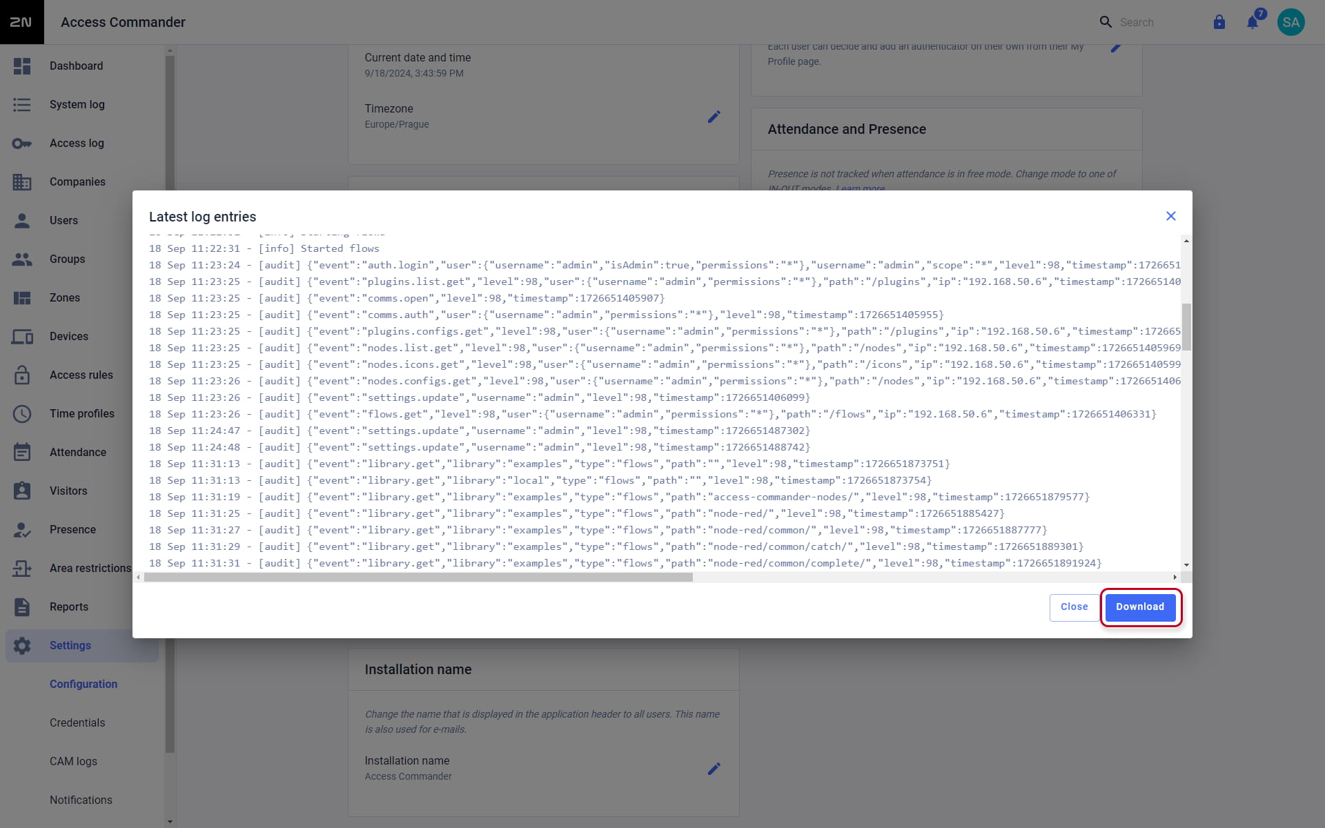Automation logs