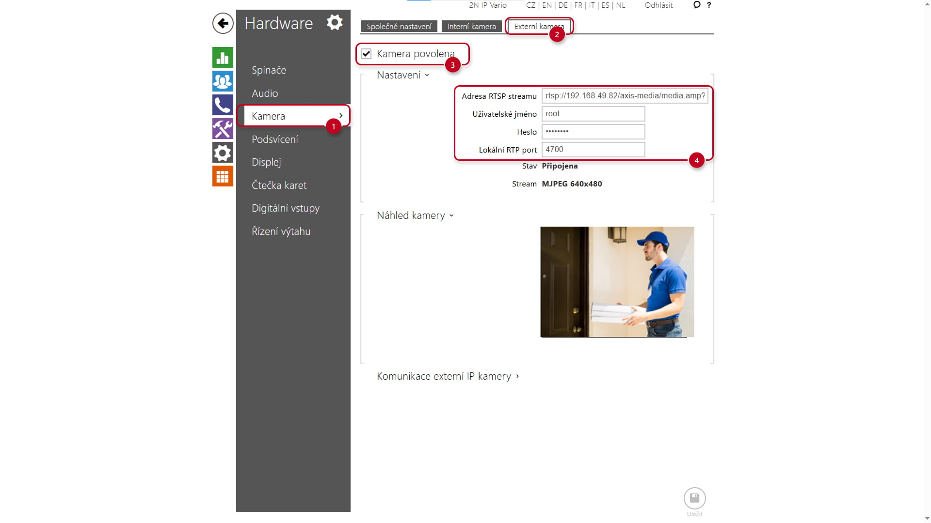 External camera connect