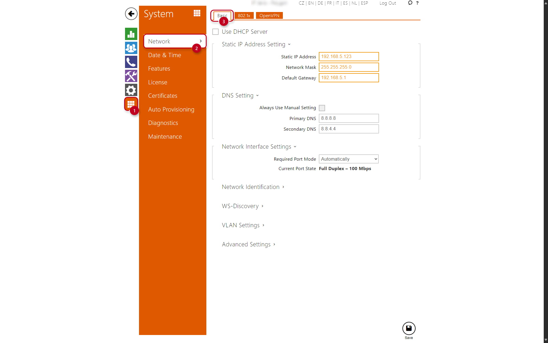 Intercom Network Configuration