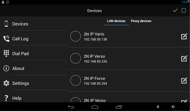 Added devices list