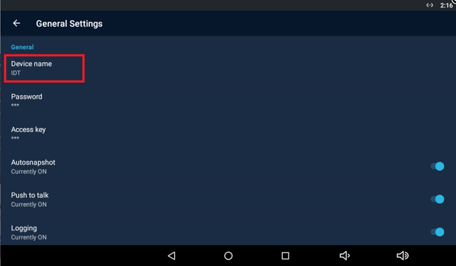 Device name in general settings