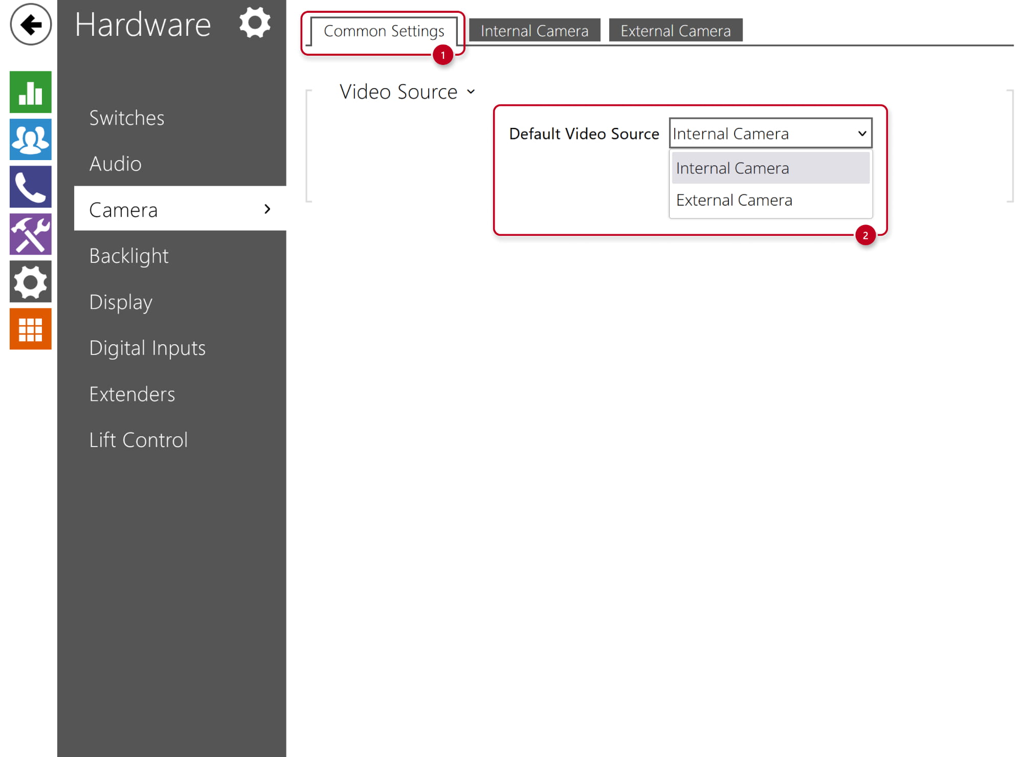 2N IP intercom - Hardware - Camera - Default video source