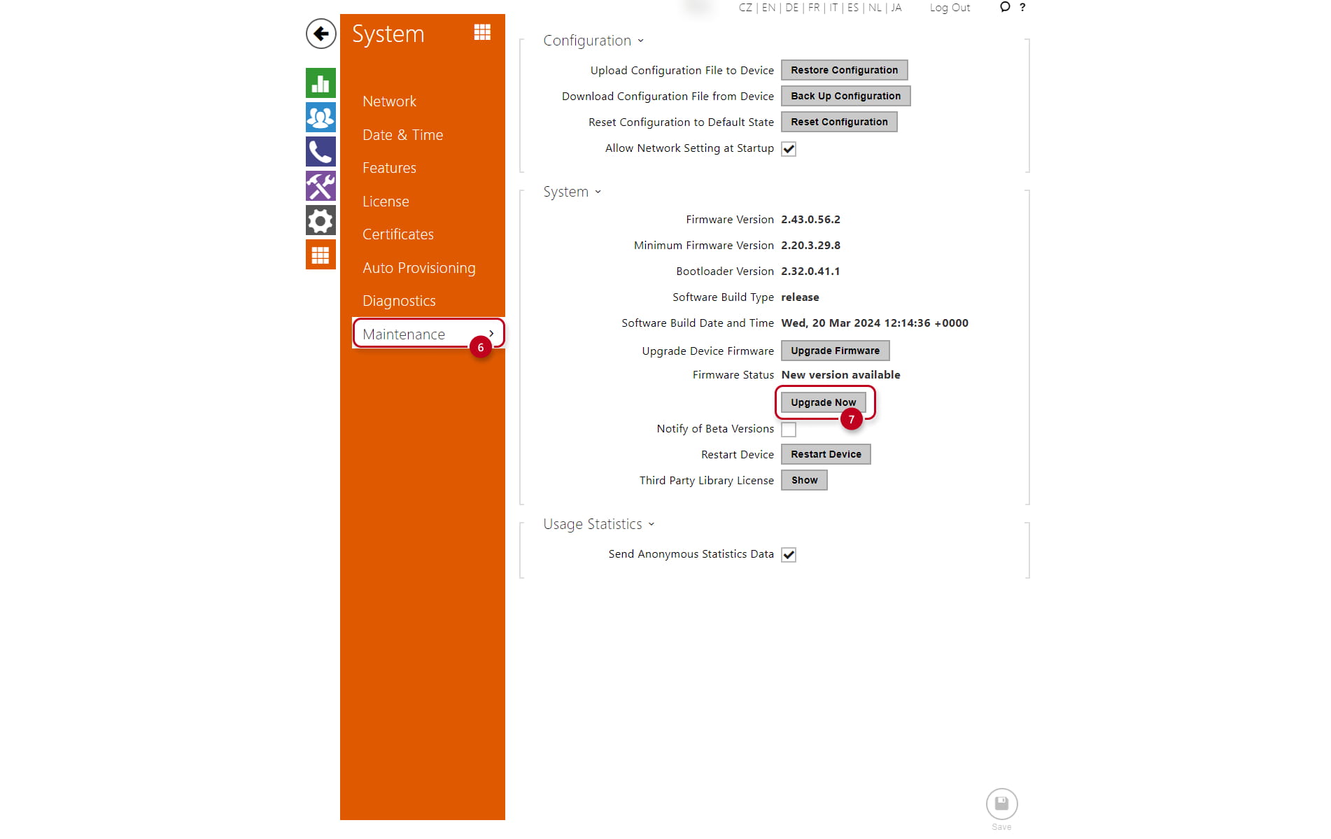 My2N Device Remote Configuration Firmware Upgrade