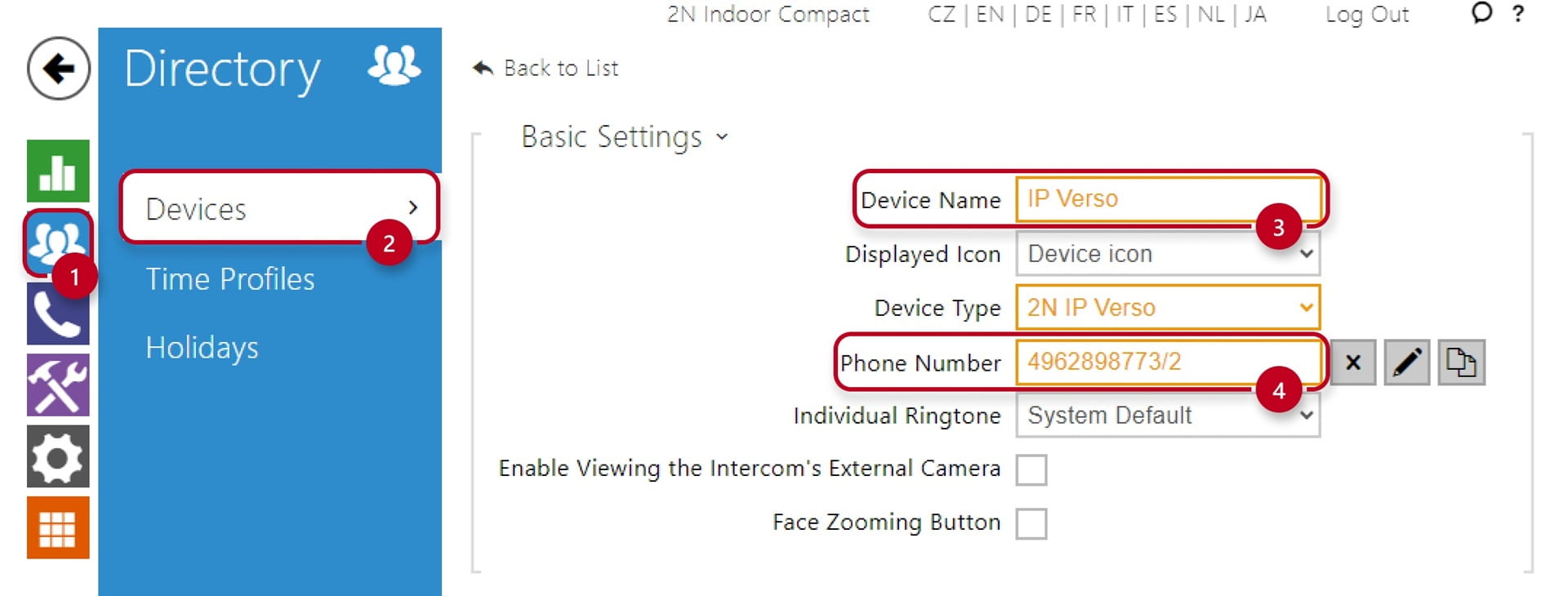 Configuración directorio 2N OS