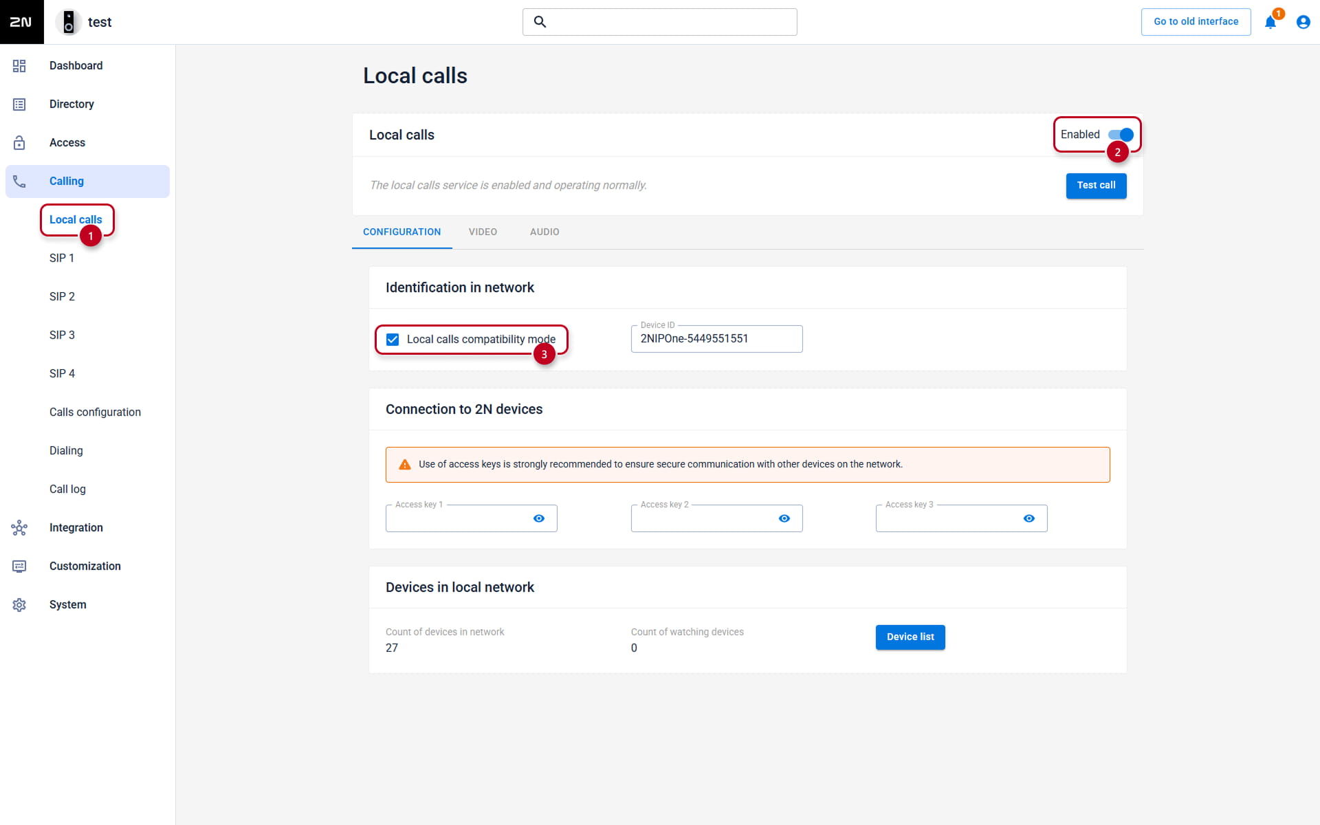 2N OS Local Calls