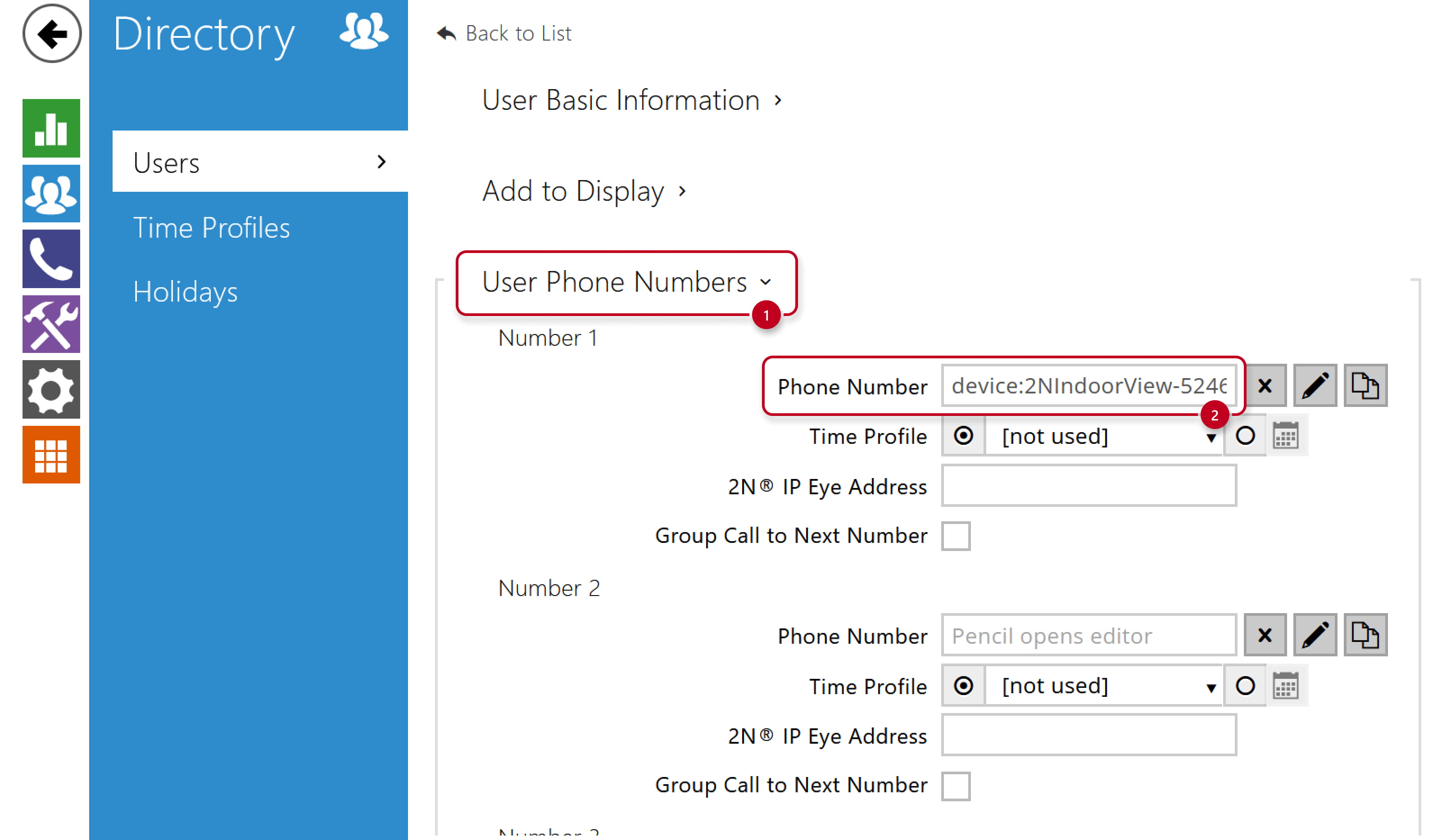 2N IP Intercoms - Directory - Users - User Phone Numbers 2N IP Intercoms - Directory - Users - User Phone Numbers