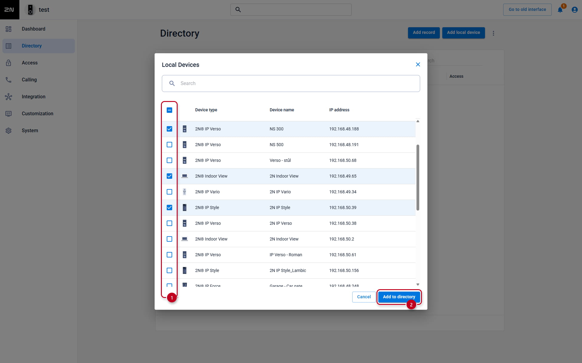 2N IP Intercom - Directory - Add to directory