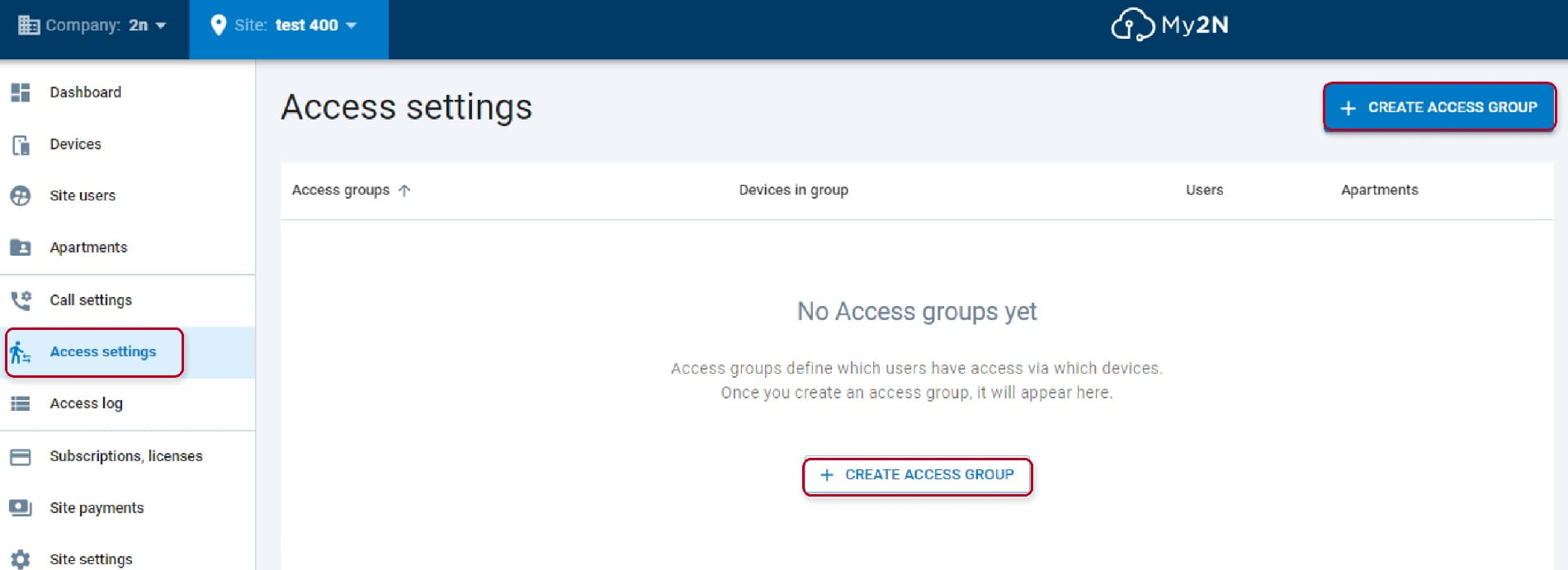 Creating access group