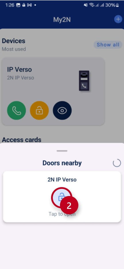 Tapping the lock button on the app