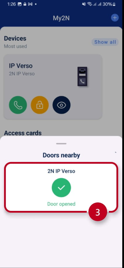 confirmation that the door is opened