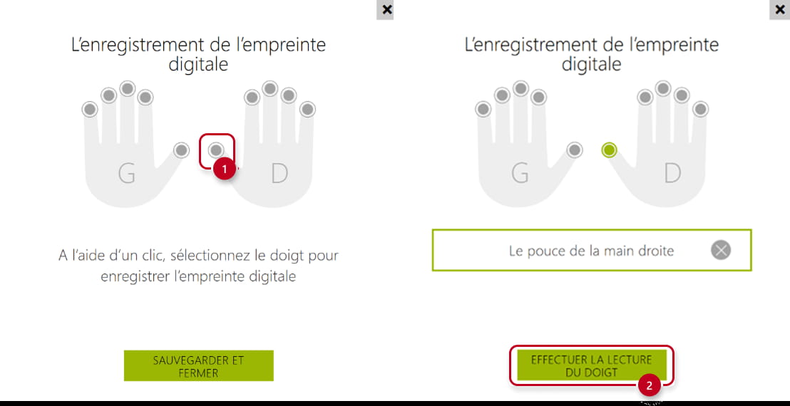 L'interface web 2N IP Verso - Répertoire → Utilisateurs → sélectionnez un utilisateur → Empreintes digitales de l’utilisateur → Scanner l'empreinte