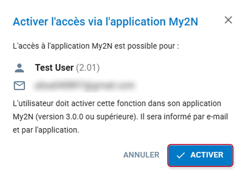 My2N - Avertissement concernant l’accès Bluetooth