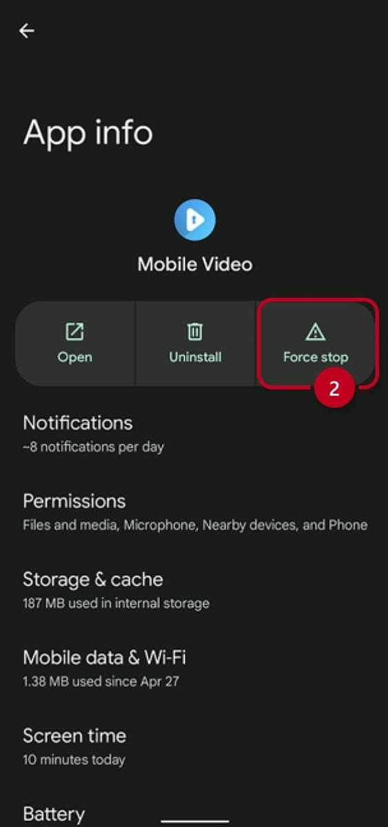 My2N Android App Force Stop