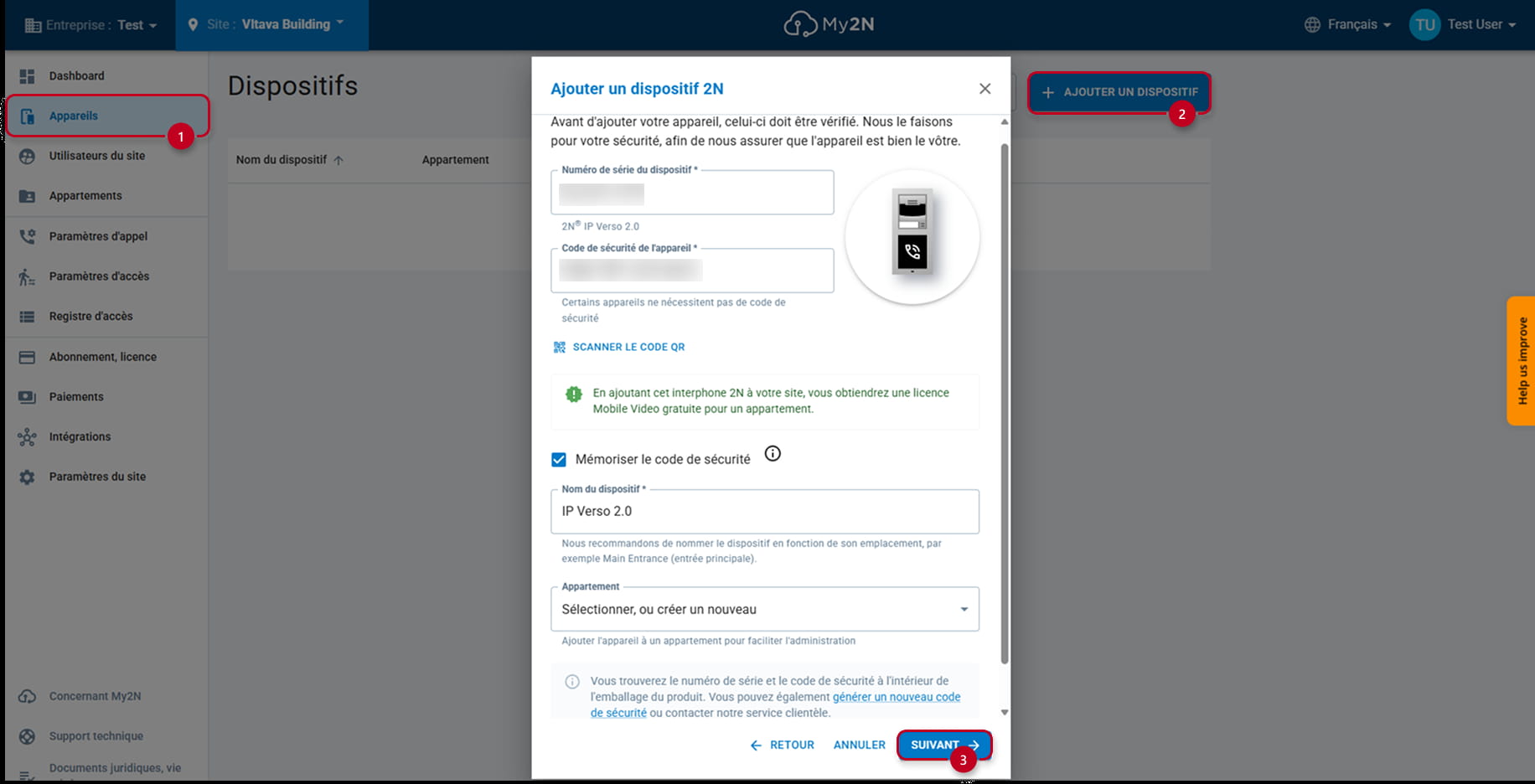 My2N portail - Ajout d'un interphone