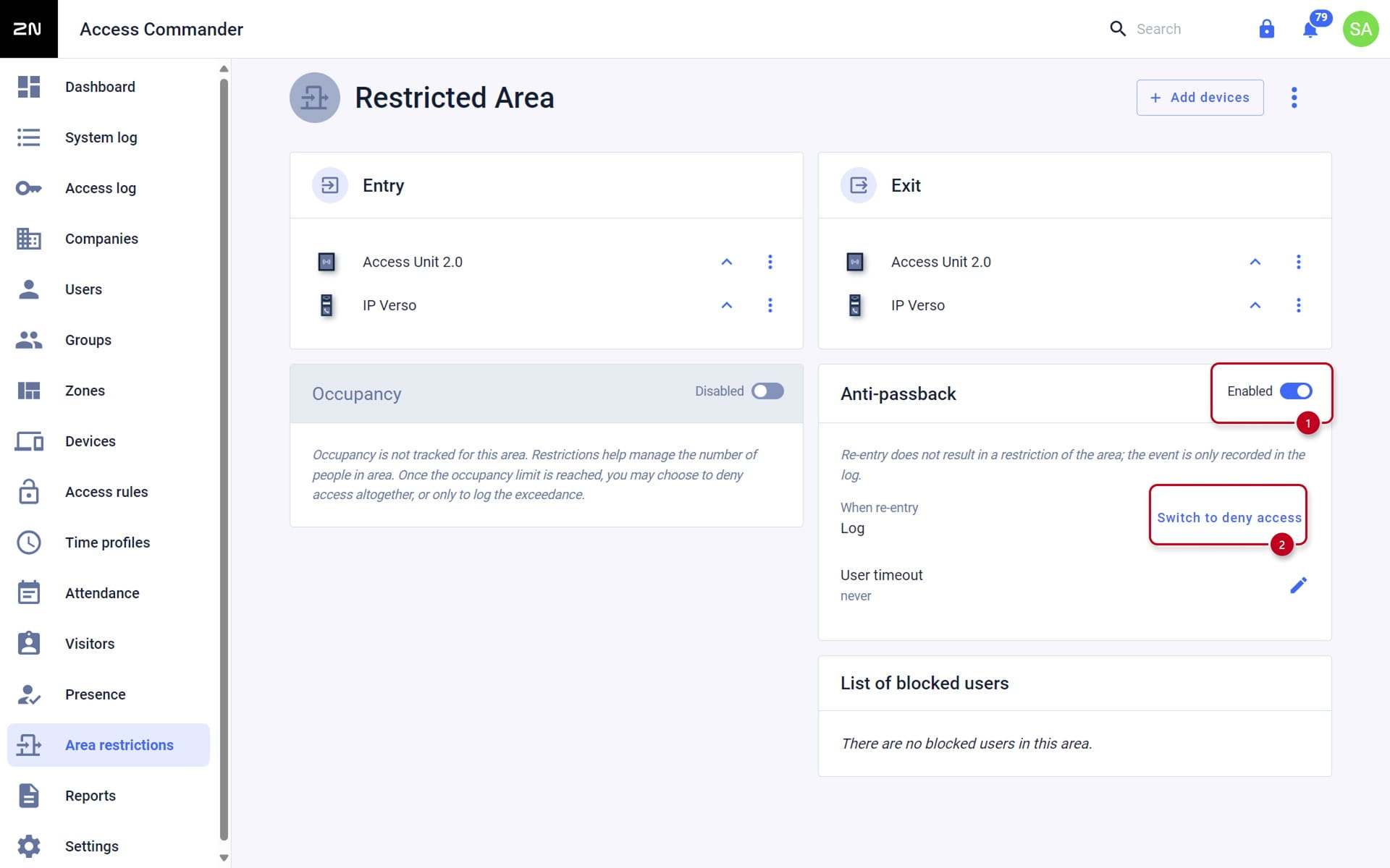 Access Commander Anti-Passback Configuration