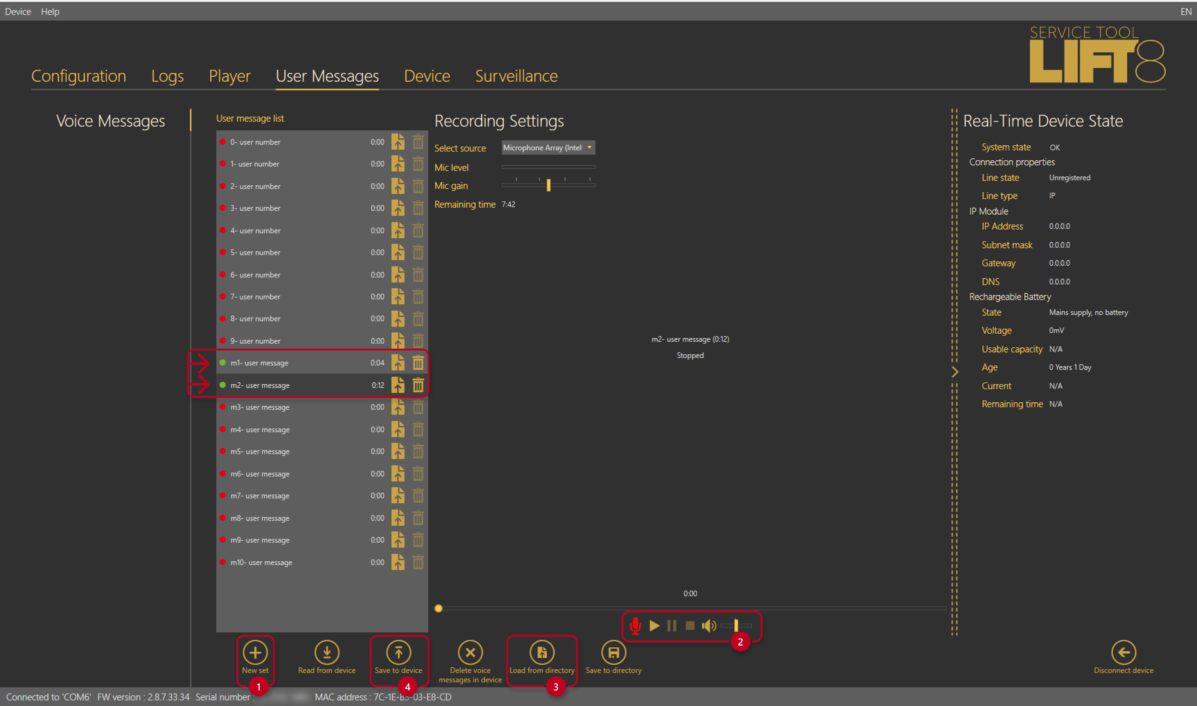 recording an user message