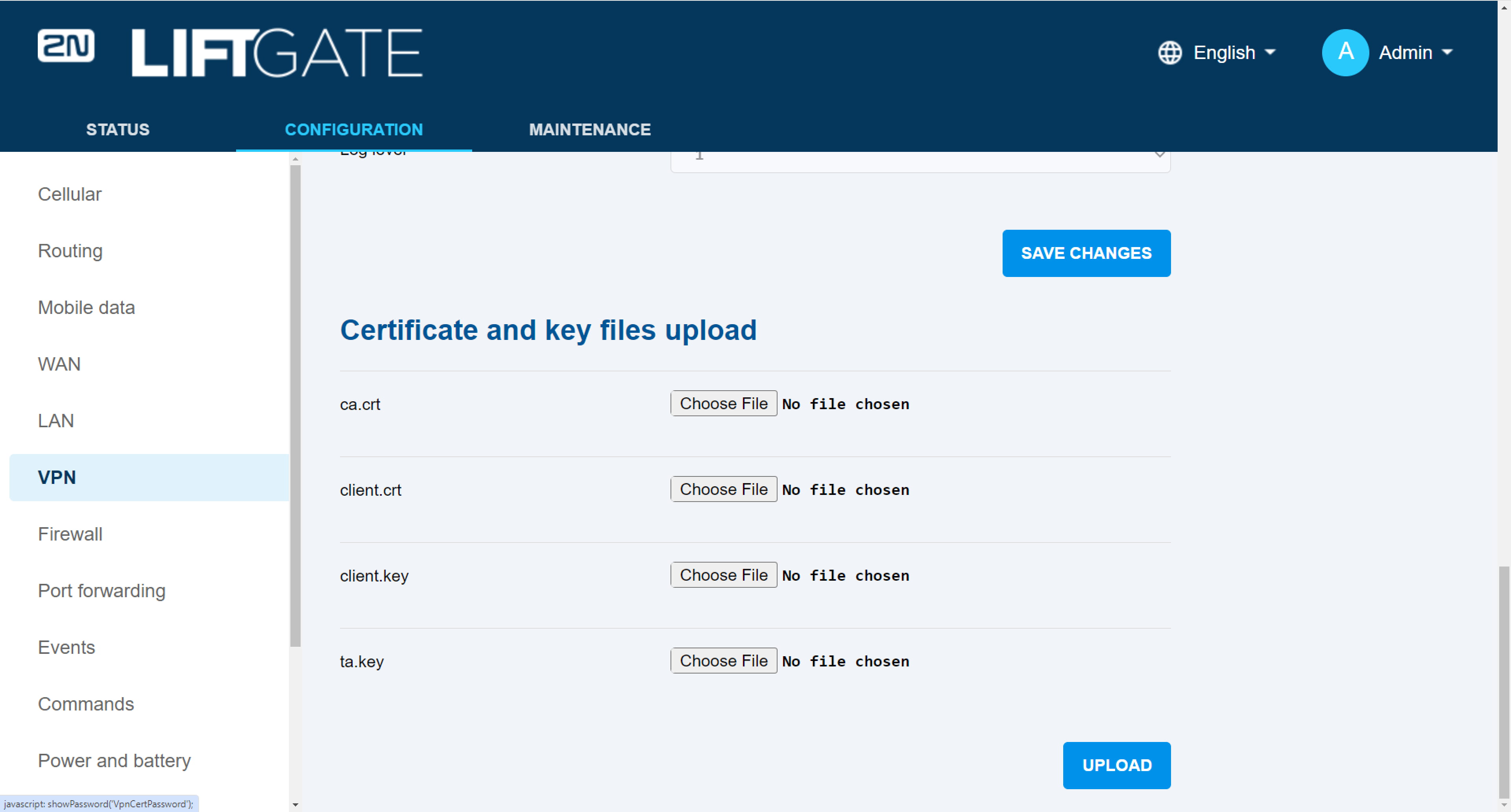 certificates and key uploads