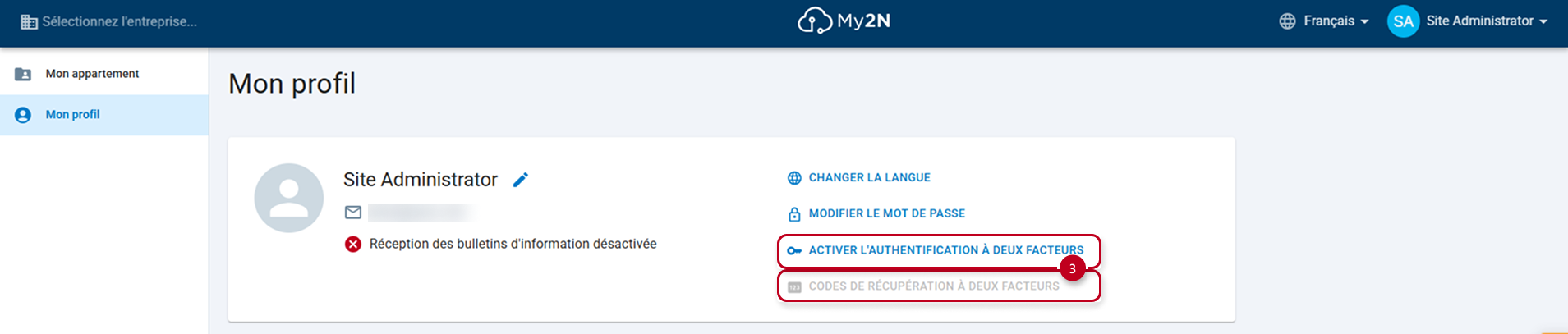 My2N - Activer la MFA